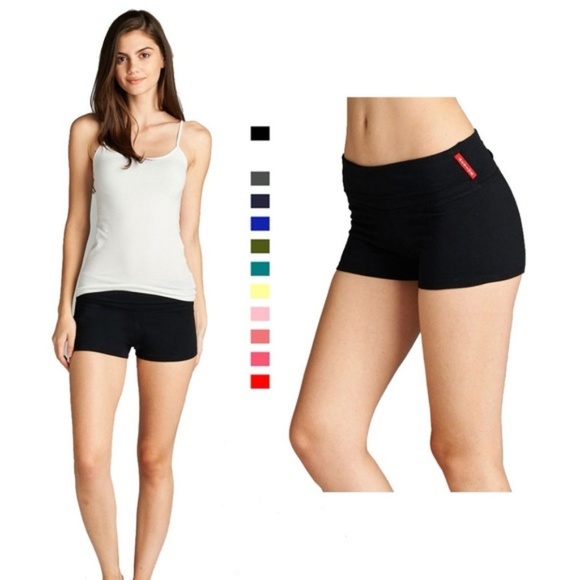 Basic Army Green Fold Over Yoga Shorts - Picture 6 of 6